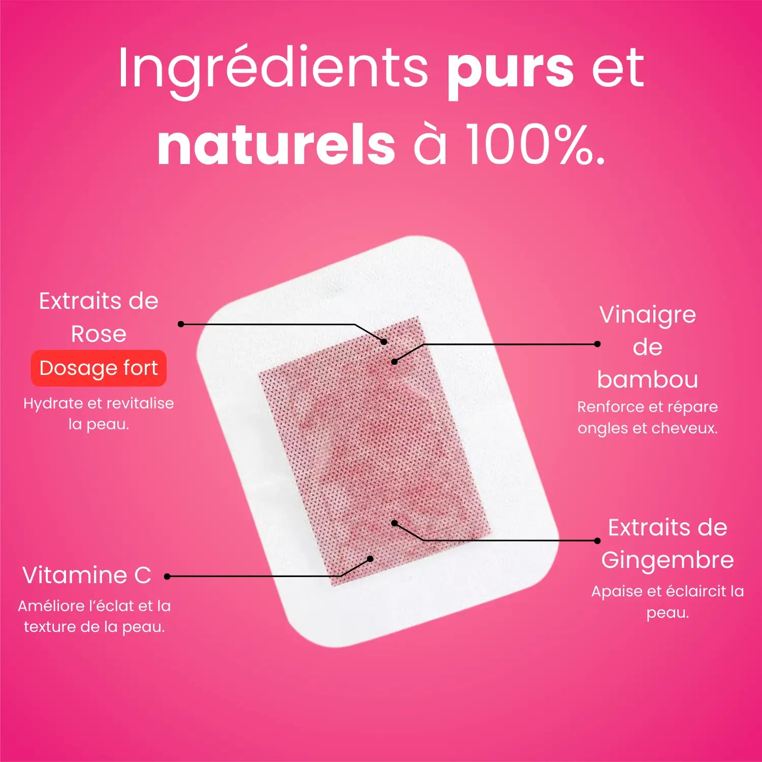 Ingrédients naturels des Patchs Beauté Ecolife à la Rose